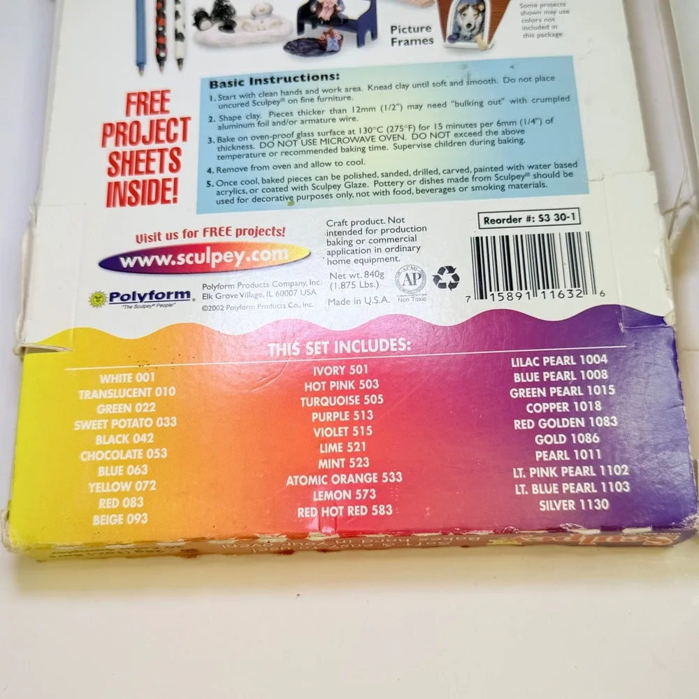 Sculpey III Oven Bake Clay 30 Color Sampler 1oz Bars Multicolored S3 30-1